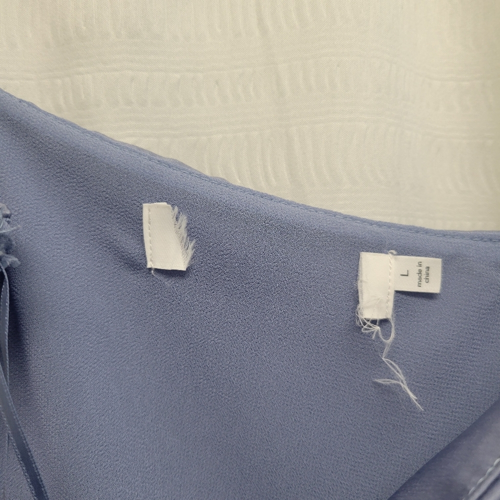 ASTR Dusty Blue Satin Dress With Rushing Side Detail Size Large - Picture 8 of 10